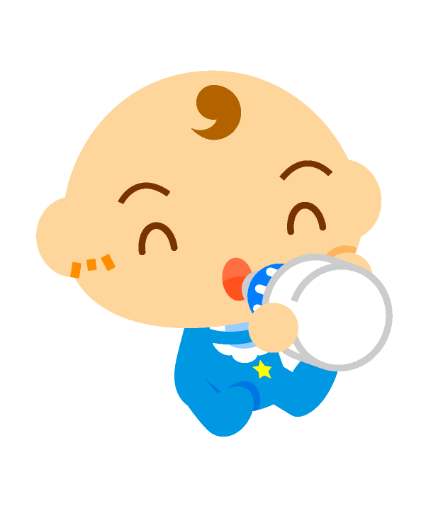 ミルクを飲む赤ちゃんイラスト（男の子）｜かわいいフリー素材、無料イラスト｜素材のプチッチ