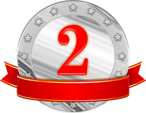 ピカピカ光る銀メダルとリボンイラスト