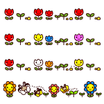 花のライン・罫線イラスト