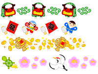 正月のライン・罫線イラスト