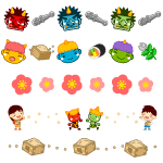 節分のライン・罫線イラスト