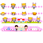 4月のライン・罫線イラスト