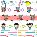 歯磨きのライン・罫線イラスト