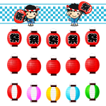 8月のライン・罫線イラスト