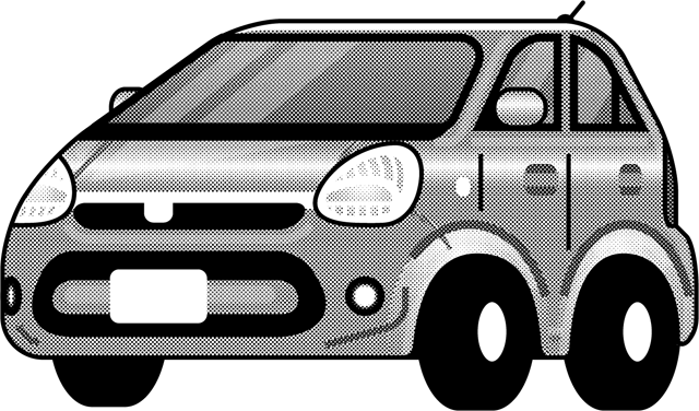 車のイラスト/パッソ/モノクロ