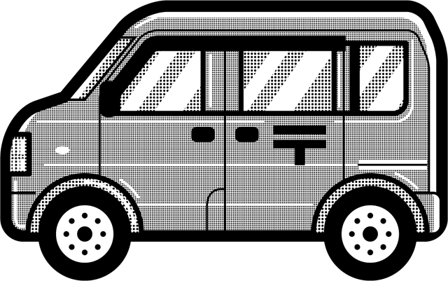 郵便車のイラスト/モノクロ