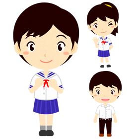 夏服の学生イラスト