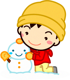 雪だるまを作る子供イラスト