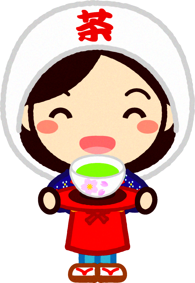 笑顔で新茶を差しだす女の子イラスト 八十八夜 茶摘み 5月 季節 素材のプチッチ