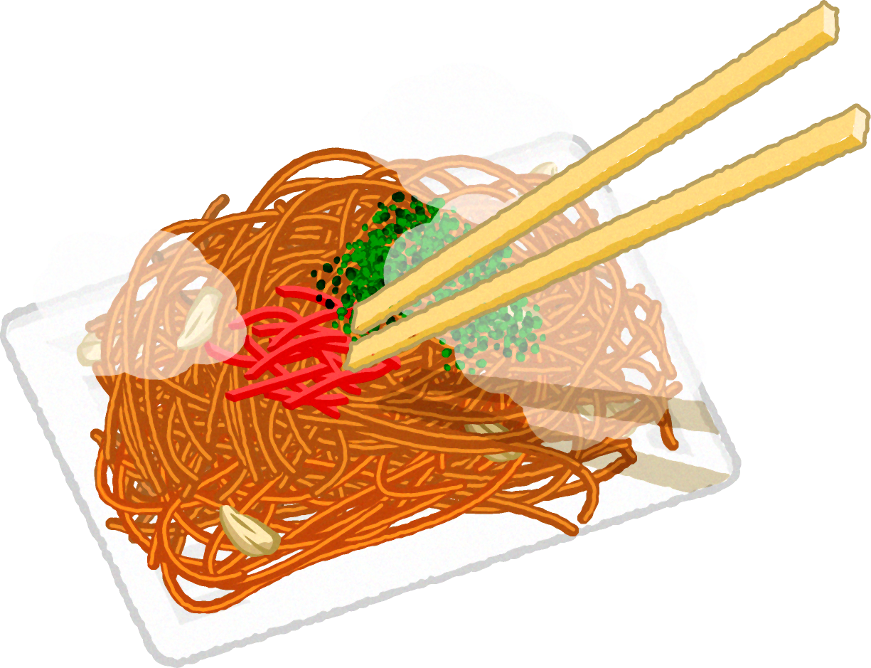 焼きソバのイラスト 割り箸 夏祭りの食べ物 7月 季節 素材のプチッチ