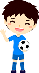 サッカーをする男の子イラスト/笑顔で手を振る