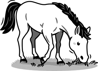 馬/跳ぶの白黒イラスト