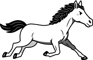 馬/跳ぶの白黒イラスト
