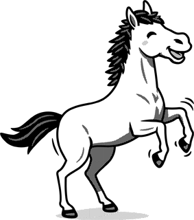 馬/跳ぶの白黒イラスト