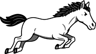 馬/跳ぶの白黒イラスト