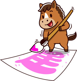 かわいい馬/書道で逆さ馬のイラスト