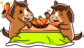 かわいい馬/コタツに入るのイラスト