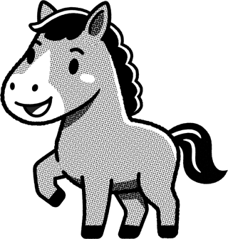 馬/跳ぶの白黒イラスト